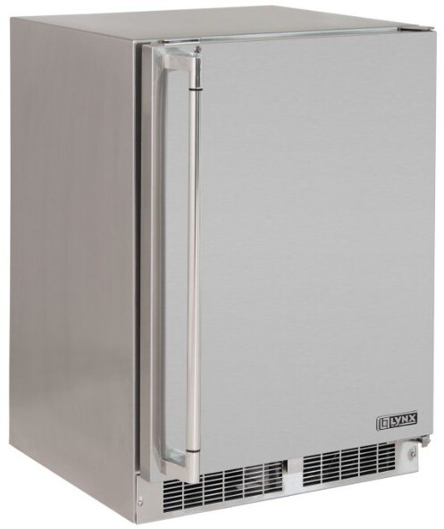 Lynx LN24REF 24 Inch Outdoor Refrigerator with 5.3 Cu. Ft. Capacity, Door Alarm, Integrated Lock, Adjustable Temperature, in Stainless Steel