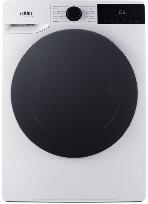 Summit SLDV342 24 inch Vented Electric Dryer with 4.1 cu. ft. Capacity, AdaptTech, 14 Dry Cycles and Control Lock in White