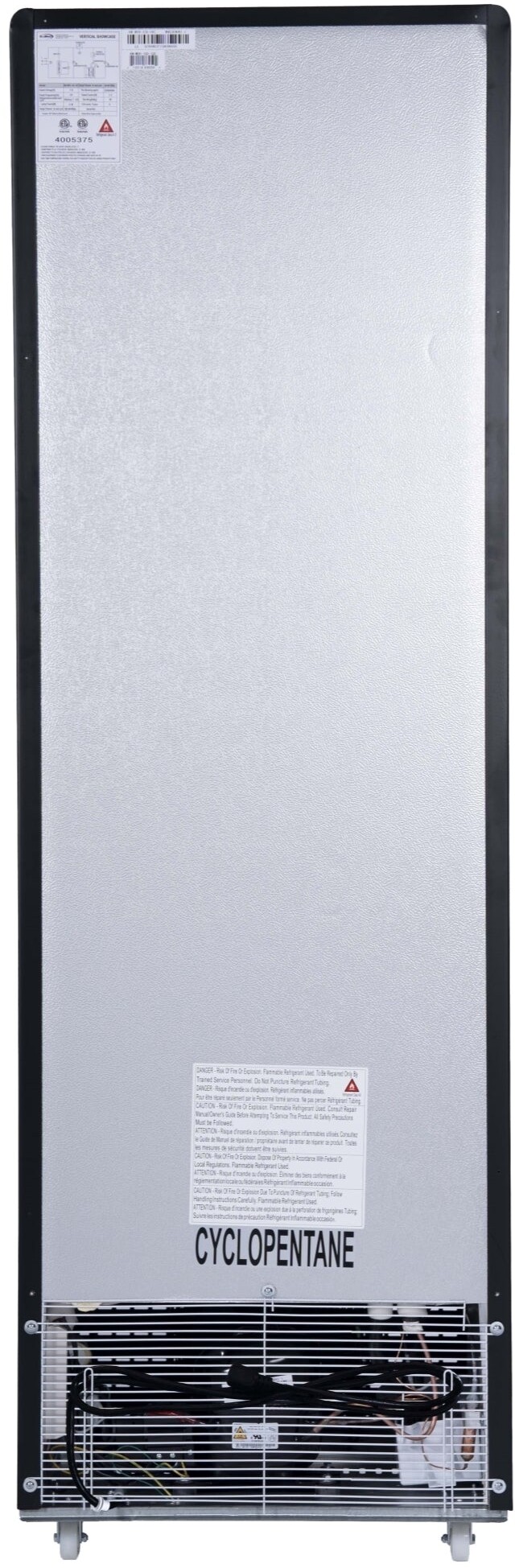 KoolMore KMMDR1GD10C 23 inch Freestanding One Glass Door Commercial Display Merchandiser Refrigerator Cooler with 10 cu. ft. Capacity, Auto Defrost, ETL Listing, in Black