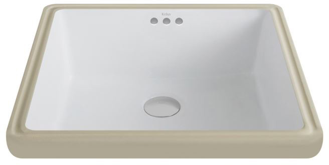 Kraus KCU-231 Elavo White Ceramic Square Undermount Bathroom Sink