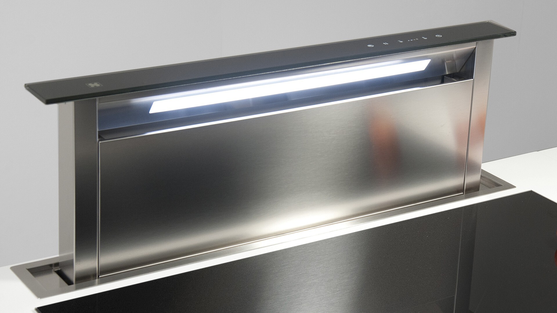 Sirius SUDD2LTC 36 inch Downdraft Hood with Touch Control Panel, 4 Speed, Timer, LED Lighting (Blower Not Included) (Stainless Steel with Black Glass)