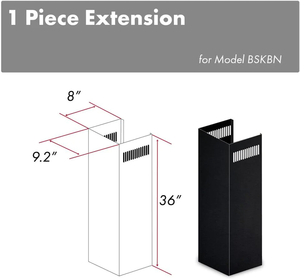 ZLINE 1PCEXTBSKBN Chimney Extension for 9 ft. to 10 ft. Ceilings in Black Stainless