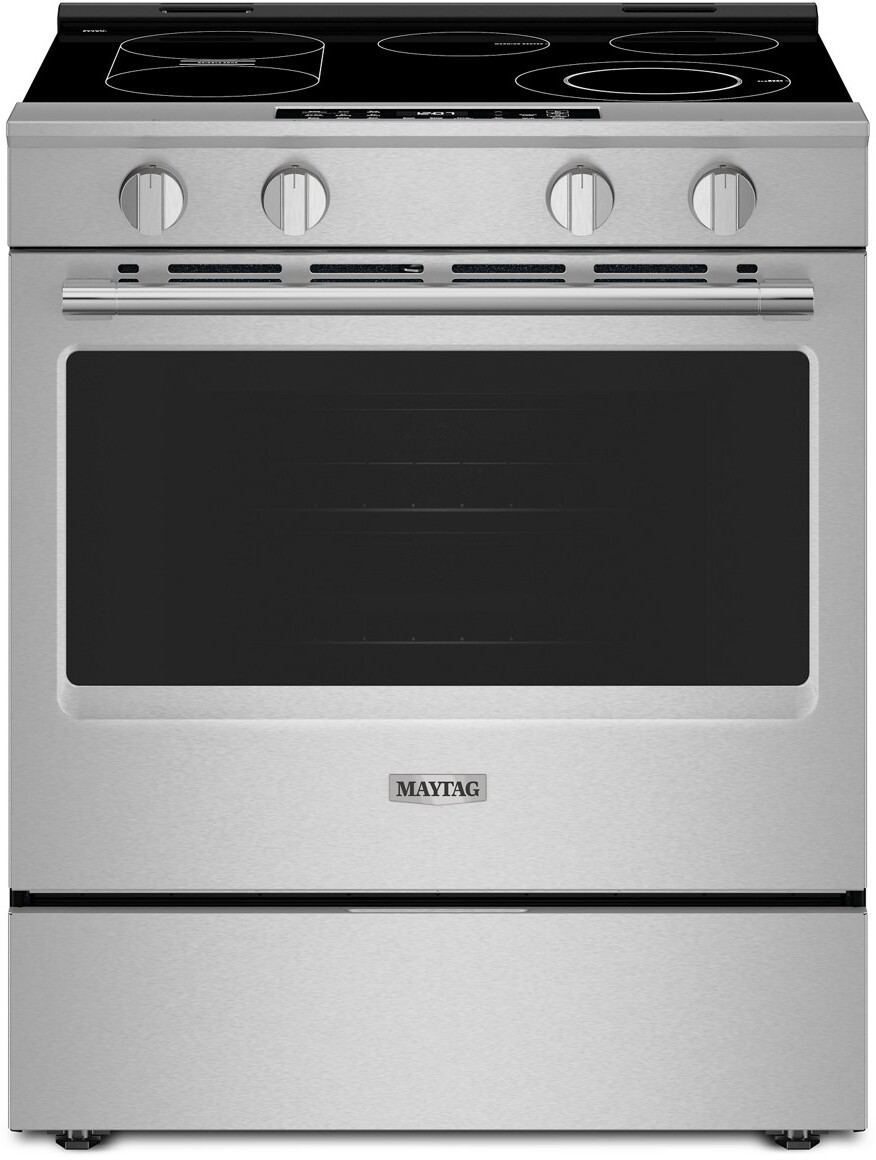 Maytag MSES7030SZ 30 inch Smart Slide-In Electric Range with 5 Elements, 5.3 cu. ft. Oven Capacity, Grill Mode and No Preheat Air Fry in Fingerprint Resistant Stainless Steel