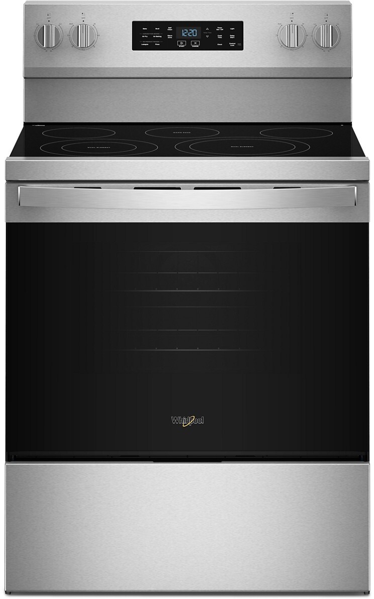 Whirlpool WFES5730SZ 30 inch Freestanding Electric Range with 5 Elements, 5.3 cu. ft. Oven Capacity, Air Cooking Technology and No Preheat Air Fry (Fingerprint Resistant Stainless Steel)