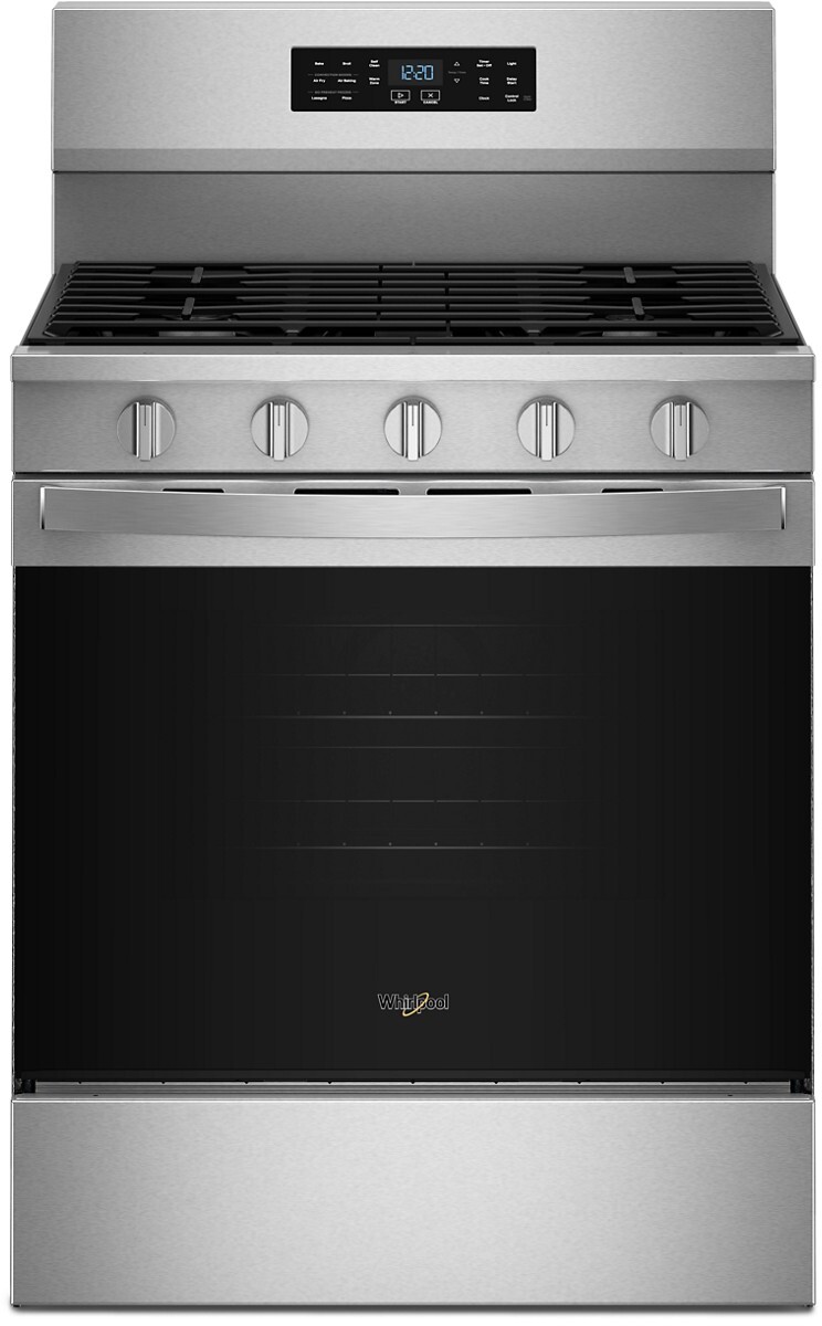 Whirlpool WFGS5730SZ 30 inch Freestanding Gas Range with 5 Burners, 5 cu. ft. Oven Capacity, Air Cooking Technology and No Preheat Air Fry (Fingerprint Resistant Stainless Steel)