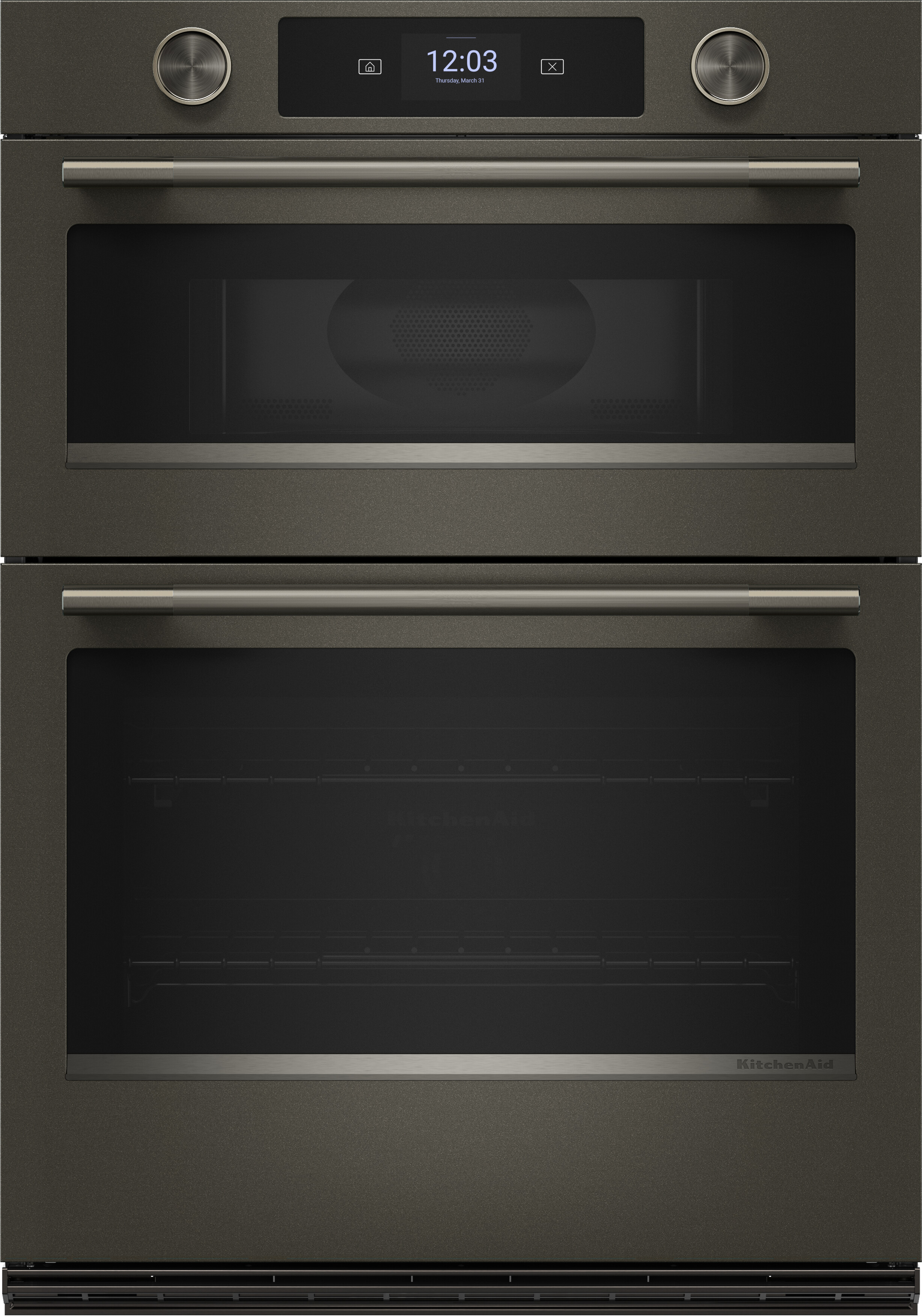 KitchenAid KOEC730SBE 30 inch Smart Combo Wall Oven with Assisted Cook Cycles, Assisted Cook Cycles, Even-Heat True Convection, Temperature Probe (Black Ore)