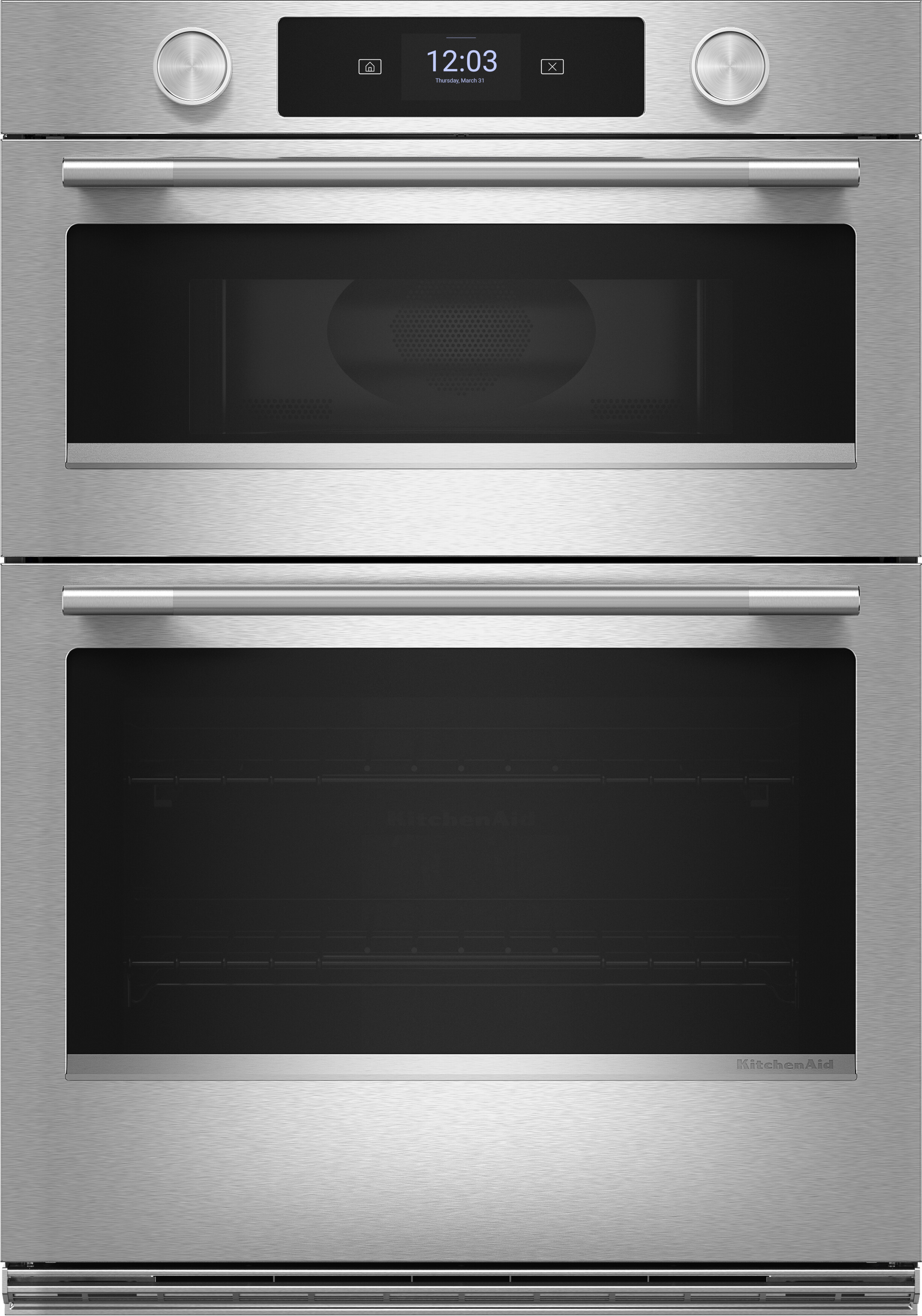 KitchenAid KOEC727SPS 27 Inch Smart Combo Wall Oven with 6.4 cu. ft. Capacity, Air Fry Mode, Even Heat True Convection, Smart Appliance in PrintShield Stainless Steel