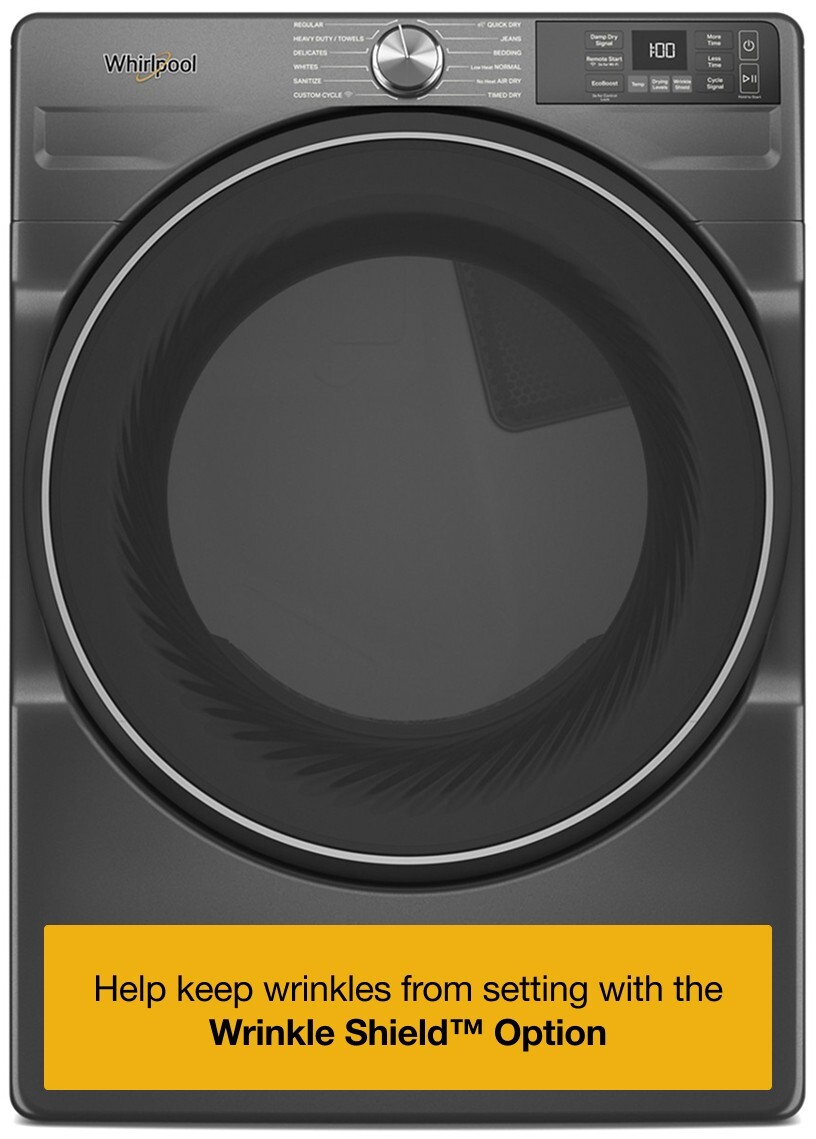 Whirlpool WED5720RU 27 inch Smart Electric Dryer with 7.4 cu. ft. Capacity, Wrinkle Shield Option, Voice Control, Air Flow Detection, Quad Baffles (Volcano Black)