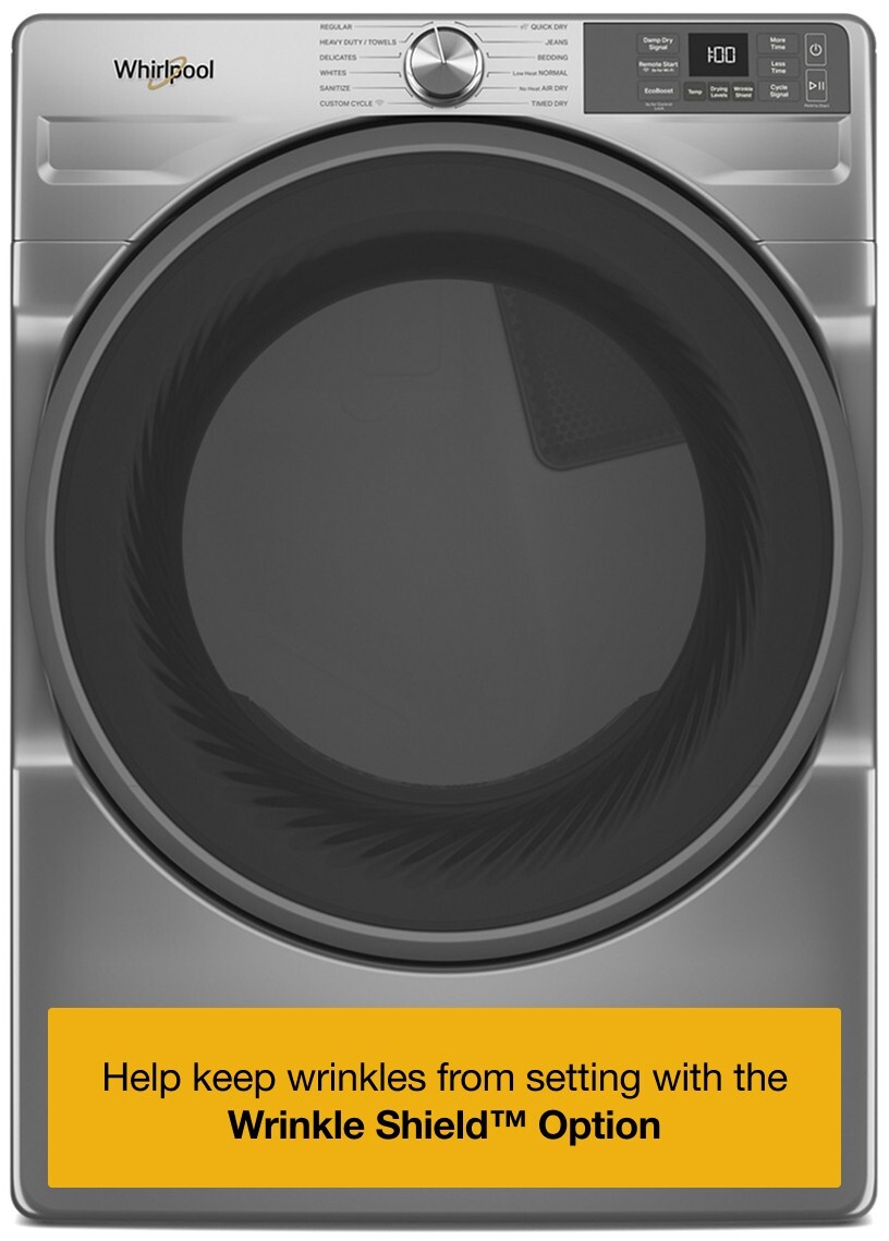 Whirlpool WED5720RR 27 inch Smart Electric Dryer with 7.4 cu. ft. Capacity, Wrinkle Shield Option, Voice Control, Air Flow Detection, Quad Baffles (Radiant Silver)
