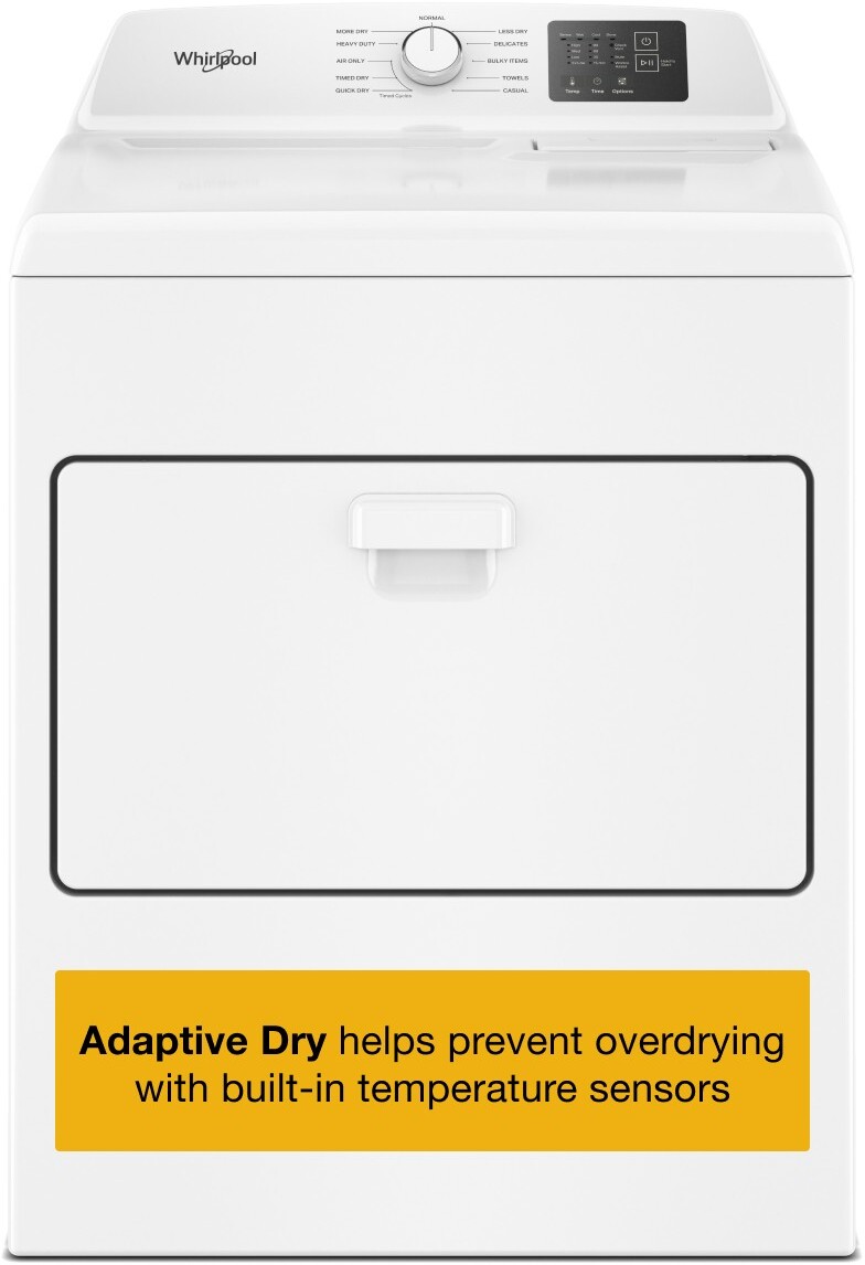 Whirlpool WGD4107SW 29 inch Gas Dryer with 7 cu. ft. Capacity, AutoSensing, Wrinkle Assist Option and Interior Light in White