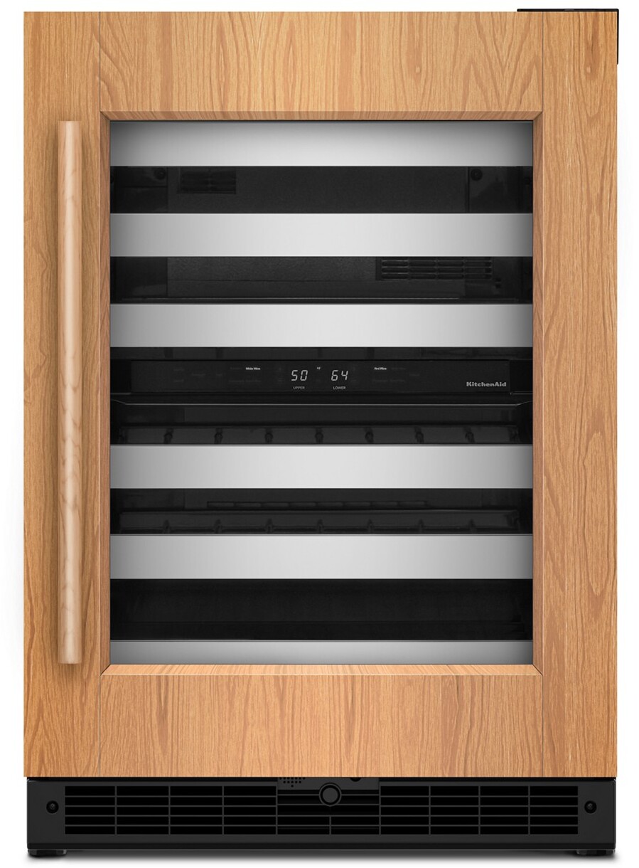 KitchenAid KUWR324SPA 24 inch Undercounter Dual Zone Wine Cellar with 46 Bottle Capacity, Sabbath Mode, UV Protected Thermal Glass Door, in Panel Ready (Right Hinge)