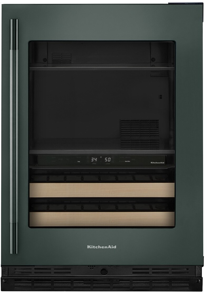 KitchenAid 24" Beverage Center w/ Glass Door & Wood-Front Racks in Juniper KUBR524SJP — FIN-0000651 | Fridge.com