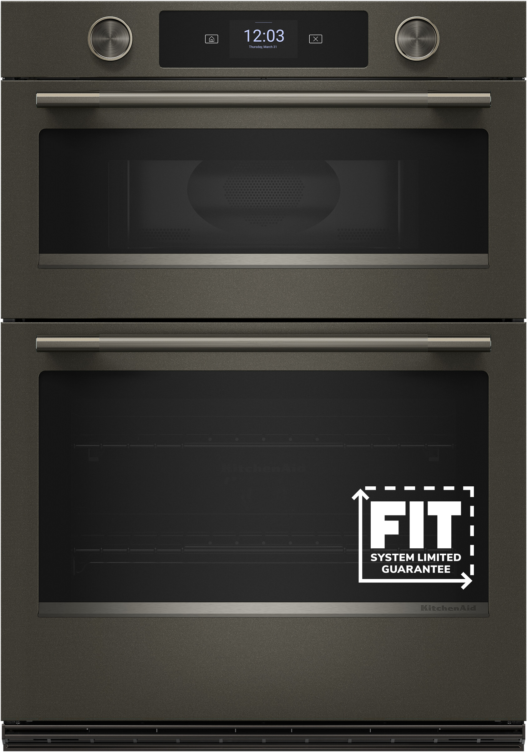 KitchenAid KOEC930SBE 30 inch Smart Electric Combo Wall Oven with 6.4 cu. ft. Total Capacity, Intelligent Cooking Camera, Temperature Probe and No Preheat Air Fry Mode (Black Ore)