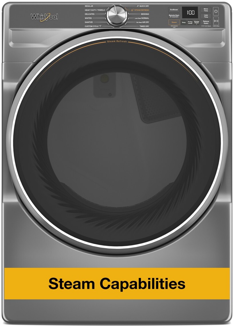 Whirlpool WED6720RR 27 inch Electric Dryer with 7.4 cu. ft. Capacity, Steam Refresh Cycle, Wrinkle Shield Option with Steam, Air Dry Cycle (Radiant Silver)