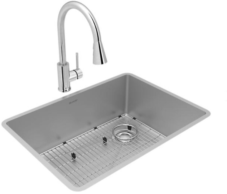 18 Gauge SS 25-1/2" x 18-1/2" x 9" Single Bowl Undermount Sink and Faucet Kit w/ Bottom Grid and Drain