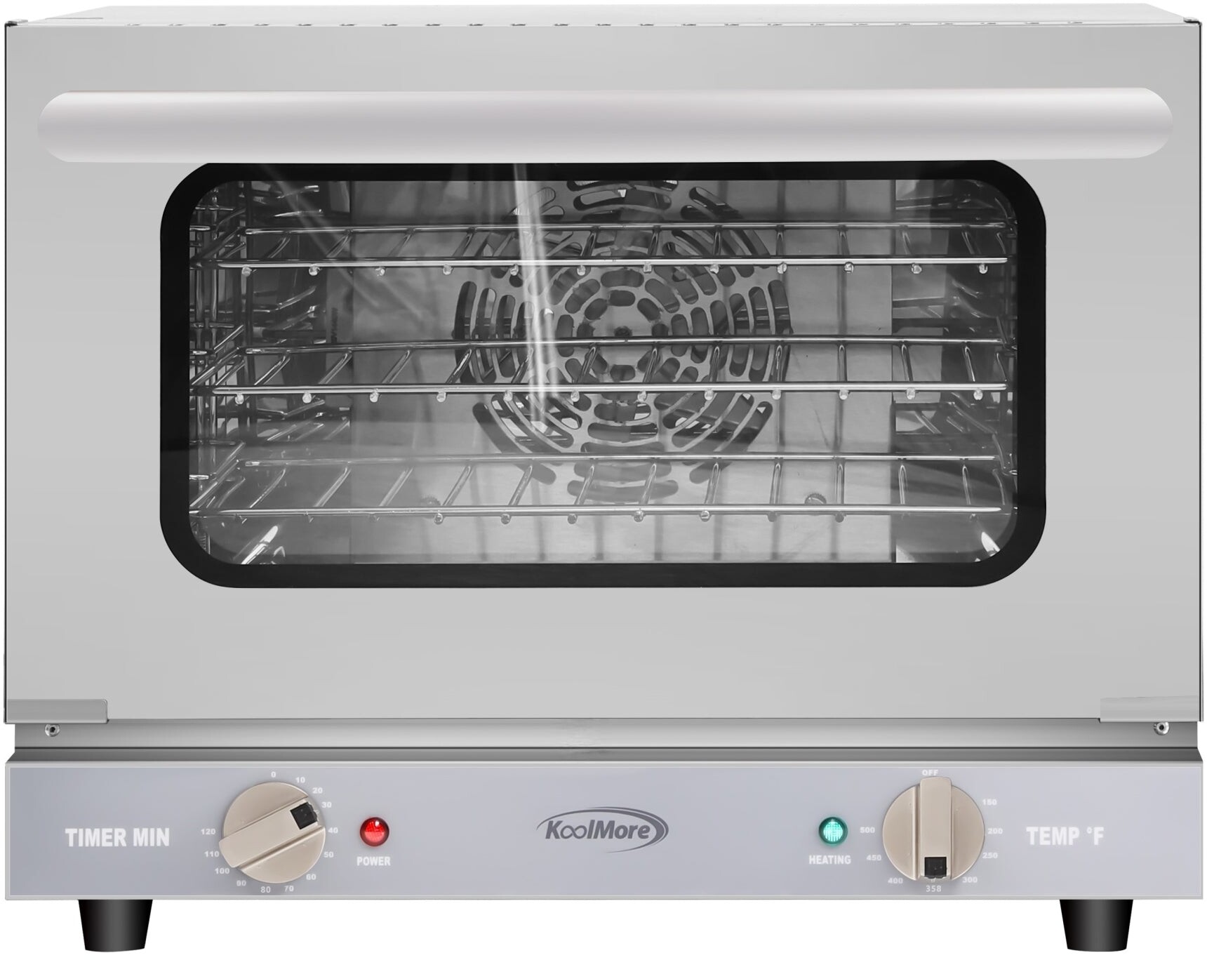 KoolMore KMCTCO08 19 inch Countertop Convection Oven for Quarter-Size Pans with 3 Racks 1440W of Power,LED Interior Lighting, Cool-Touch Dual-Pane Glass Door, in Stainless Steel