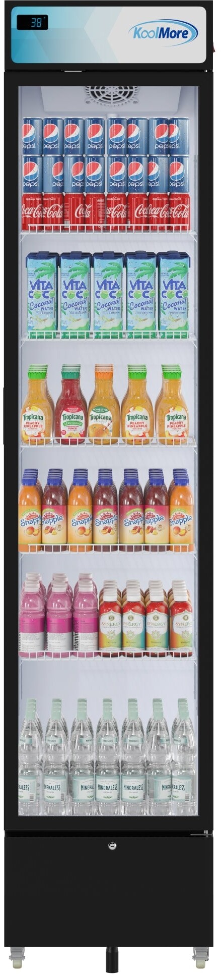 17 in. Slim Commercial Merchandiser Refrigerator 7 Cu. Ft. in Black, ETL Listed (KM-MDR-17S) | Fridge.com
