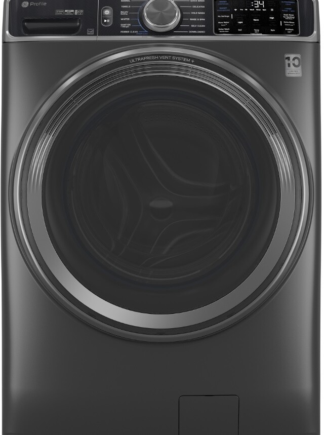 GE Profile - 5.5 Cu. Ft. High Efficiency Stackable Smart Front Load Washer with Steam and UltraFresh Vent System+ With OdorBlock