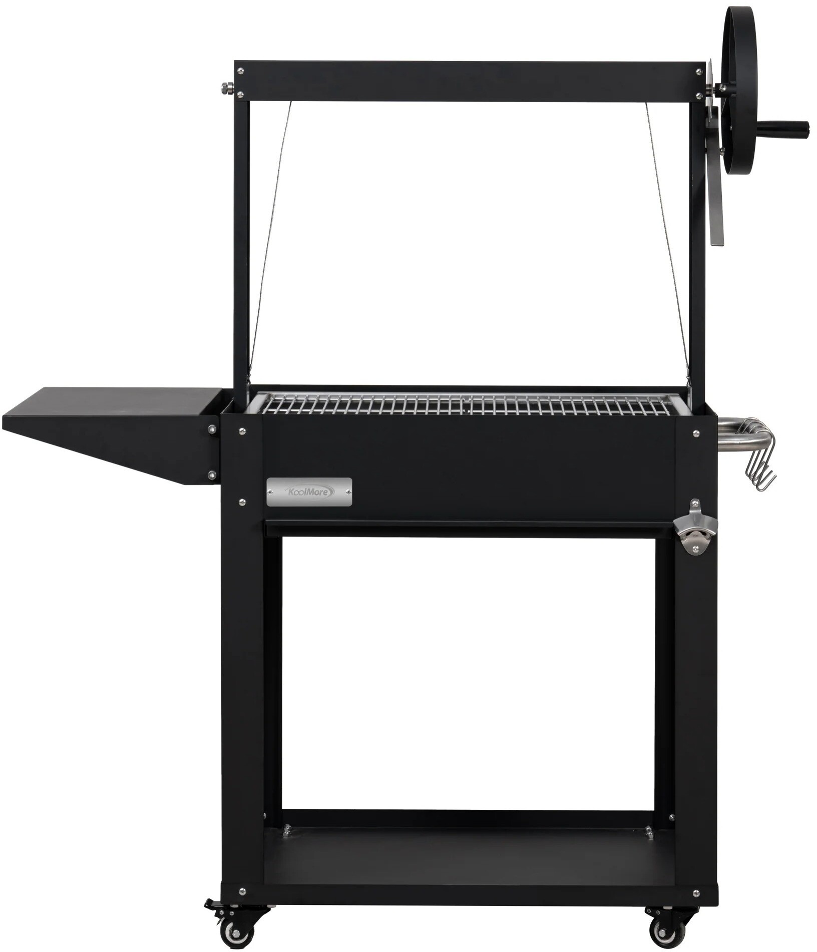 50 in. Argentine Charcoal Grill, Adjustable Grate Outdoor BBQ, Black