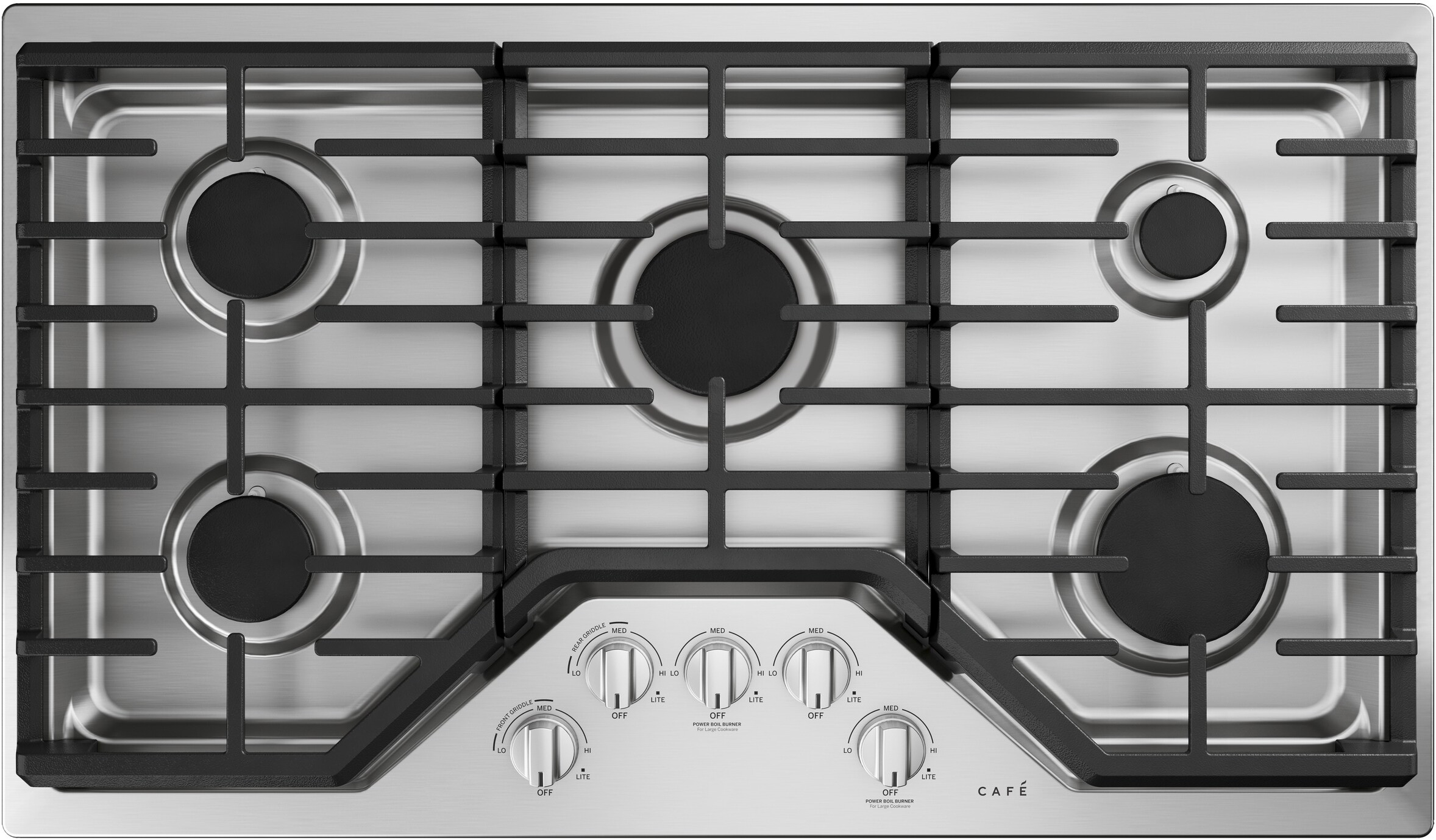Cafe CGP70362NS1 36" Gas Cooktop with 18,000 Btu Burner, Sealed Burners, White LED Backlight - Home Kitchen Appliances
