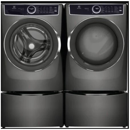 Electrolux SidebySide on Pedestals Front Load Washer and Electric Dryer Set in Titanium ELWADRET75002