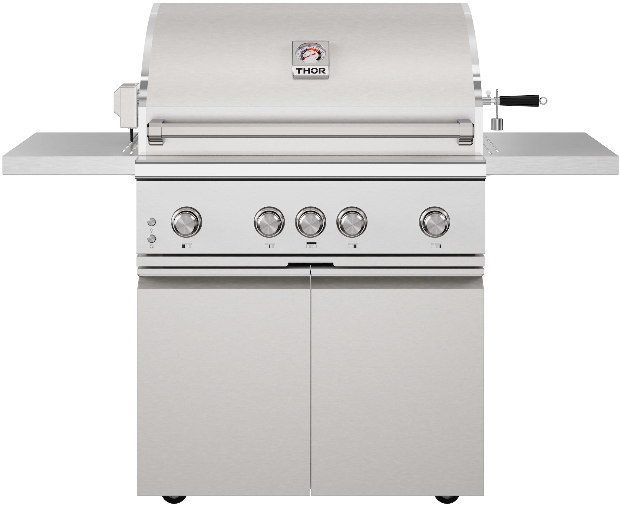 Thor Kitchen TPG3601 36 inch Professional Freestanding Gas Grill with 84000 BTU Total Output, Rotisserie Kit, and Illuminated Control Knob with White Projector Light in Stainless Steel