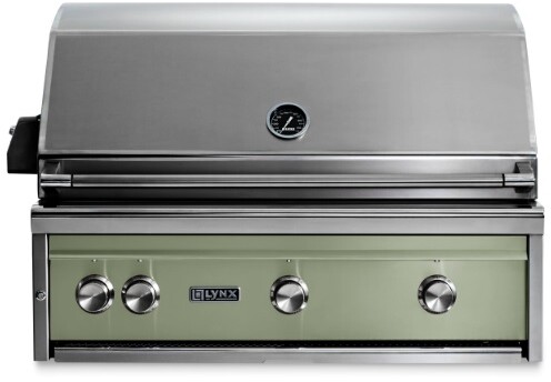 Lynx L36ATRDSLP Professional 36 Inch Built-In Grill with 935 sq. in. Cooking Surface, 3 Trident Burners, Dual Position Rotisserie, Halogen Lighting (Desert Sage, Liquid Propane)