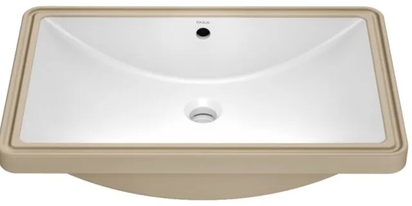 Kraus KCU-243 23 in. Elavo Rectangular Porcelain Ceramic Undermount Bathroom Sink in White with Overflow Drain