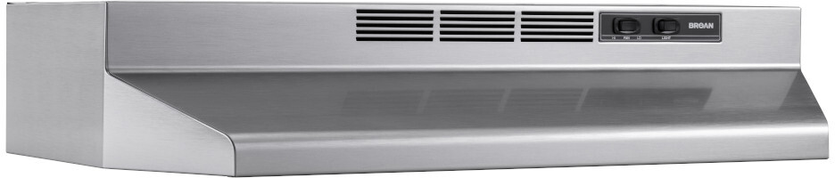 Broan 4130SF 30 inch Ductless Under-Cabinet Range Hood with 2 Speed Rocker Switch, Recirculating, Included Charcoal Filter, in PrintGuard Stainless Finish