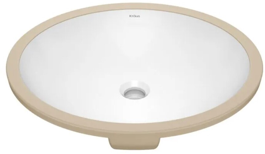 Kraus KCU-272 19.25 in. Elavo Oval Porcelain Ceramic Undermount Bathroom Sink in White with Overflow Drain