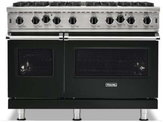 Viking VGIC54828BANLP 5 Series 48 inch Freestanding Gas Range with 8 Open Burners, 6.1 cu. ft. Total Capacity, Continuous Grates, SureSpark Ignition System, ProFlow Convection Baffle (Antique Bronze, Liquid Propane)