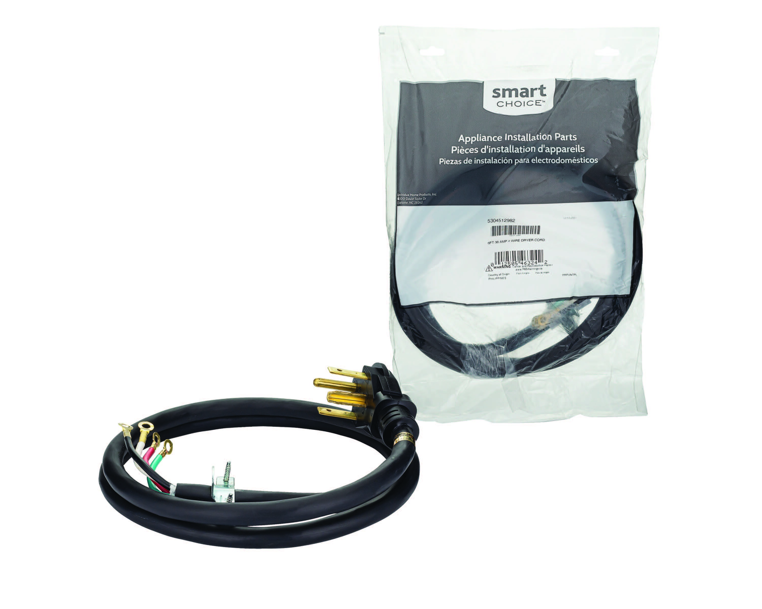Smart Choice 5304512982 6' 30 Amp 4 Wire Dryer Cord