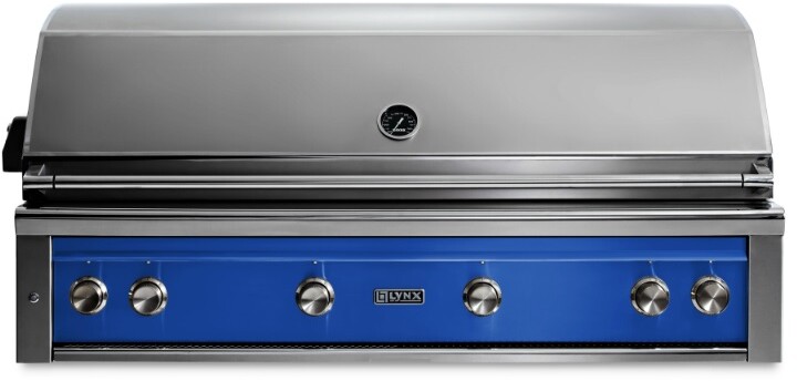 Lynx L54TRPBLP 54 Inch Professional Built-In Grill with 1555 sq. in. Cooking Surface, 1 Trident Burner, 2 Ceramic Burners, Dual Position Rotisserie, Halogen Lighting (Pacific Blue, Liquid Propane)