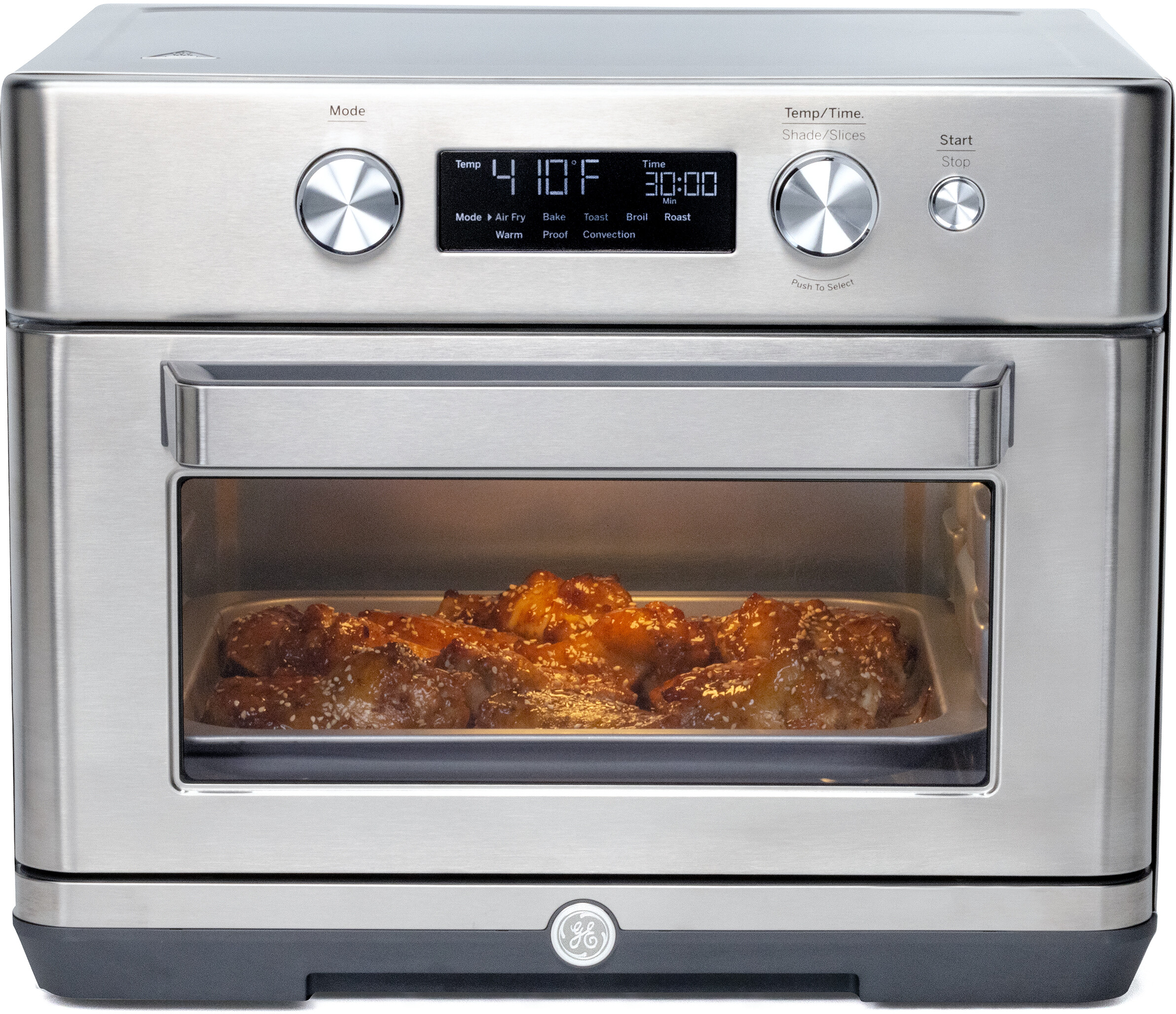 GE Digital Air Fryer Toaster Oven + Accessory Set Convection Toaster with 8 Cook Modes Large Capacity Oven - Fits 12" Pizza Countertop Kitchen Essentials Stainless Steel