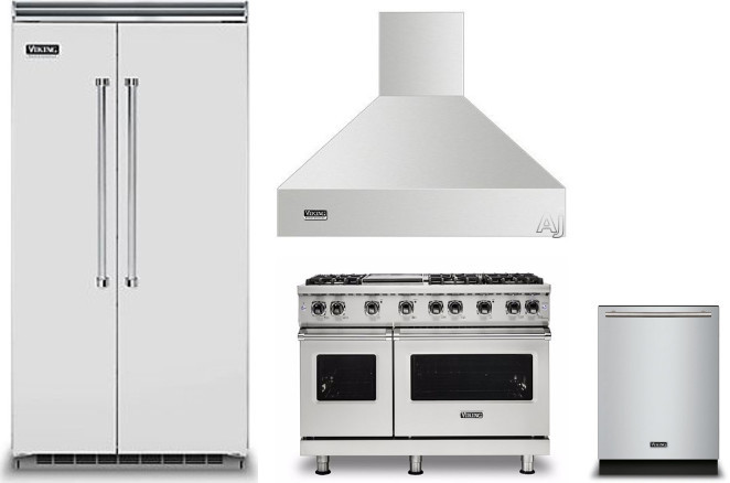 Viking 5 4 Piece Kitchen Appliances Package with Side-by-Side Refrigerator, Gas Range and Dishwasher in Stainless Steel VIRERADWRH997