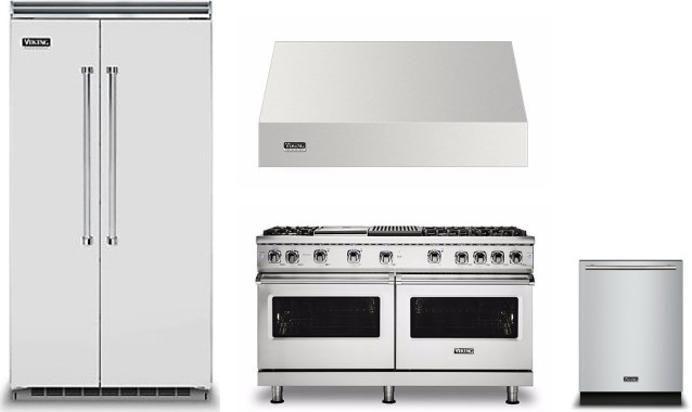 Viking 5 4 Piece Kitchen Appliances Package with Side-by-Side Refrigerator, Gas Range and Dishwasher in Stainless Steel VIRERADWRH1044
