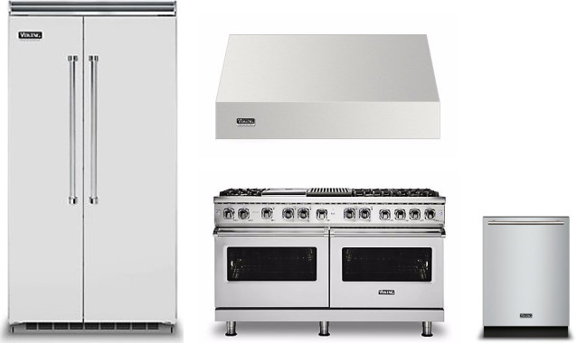 Viking 5 4 Piece Kitchen Appliances Package with Side-by-Side Refrigerator, Dual Fuel Range and Dishwasher in Stainless Steel VIRERADWRH1061