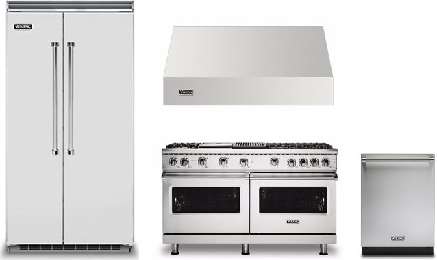 Viking 5 4 Piece Kitchen Appliances Package with Side-by-Side Refrigerator, Gas Range and Dishwasher in Stainless Steel VIRERADWRH1249