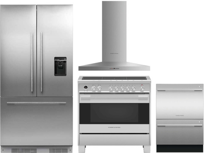 4 Piece Kitchen Appliances Package with French Door Refrigerator, Induction Range and Dishwasher in Panel Ready - Fisher & Paykel FPRERADWRH2003