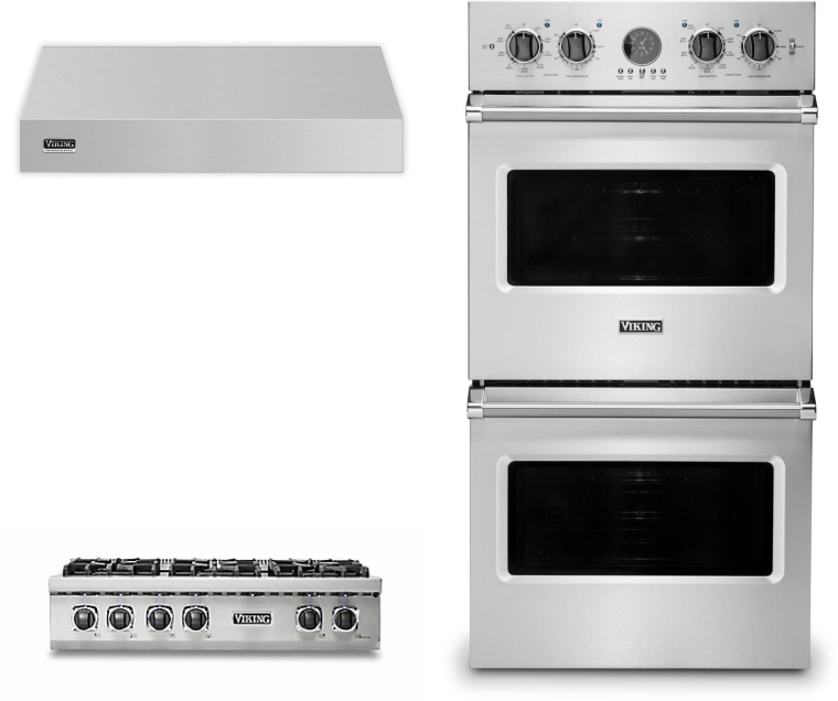 Viking 5 3 Piece Kitchen Appliances Package in Stainless Steel VICTWORH117