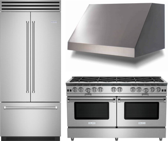 BlueStar 3 Piece Kitchen Appliances Package with Gas Range and French Door Refrigerator in Custom Colors BLRERARH1013