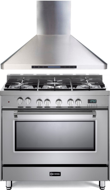 Verona 2 Piece Kitchen Appliances Package with Dual Fuel Range in Stainless Steel VERAHO212