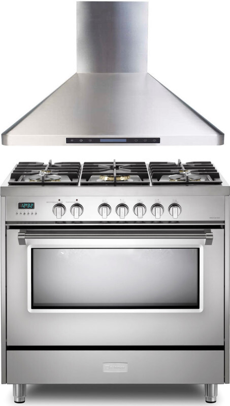 Verona 2 Piece Kitchen Appliances Package with Dual Fuel Range in Stainless Steel VERAHO218