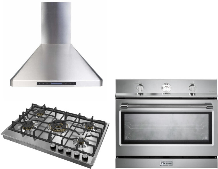 Verona 3 Piece Kitchen Appliances Package in Stainless Steel VECTWO203