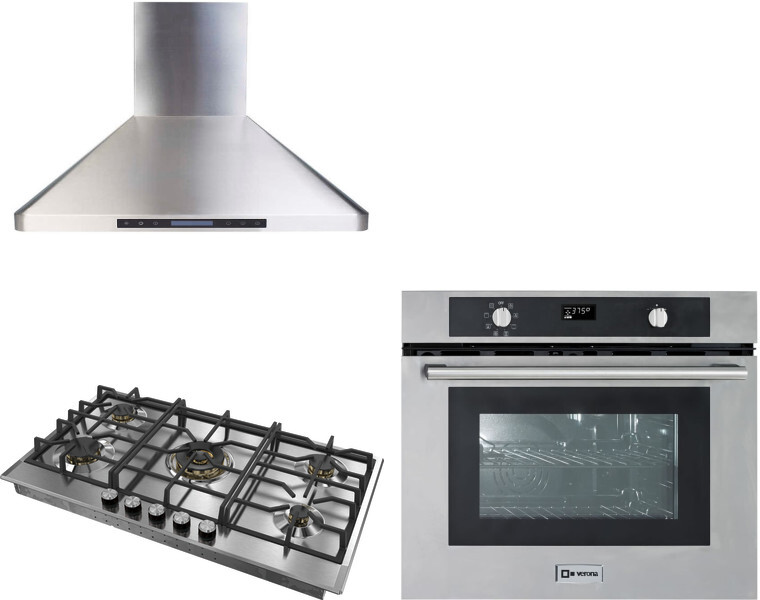 Verona 3 Piece Kitchen Appliances Package in Stainless Steel VECTWO208
