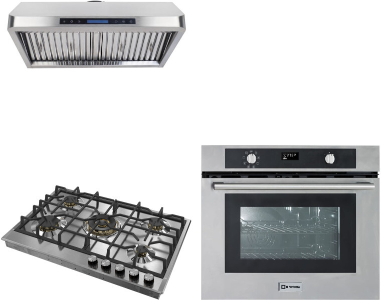 Verona 3 Piece Kitchen Appliances Package in Stainless Steel VECTWO210