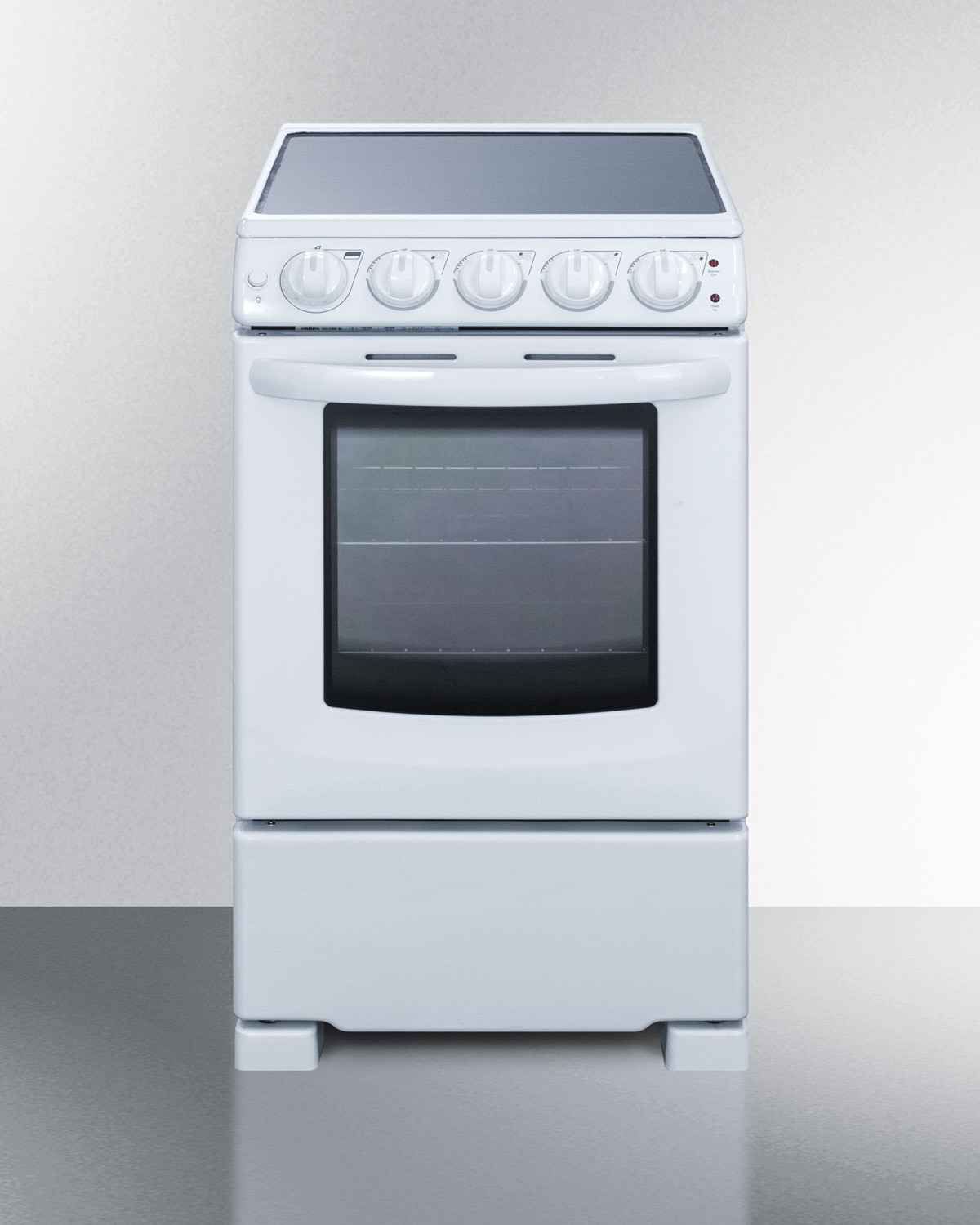 Summit REX2051WRT 20 inch Freestanding Electric Range with 4 Elements, 2.3 cu. ft. Oven Capacity, Smooth Ceramic Glass Top, Hot Surface Indicator, ADA Compliant (White)