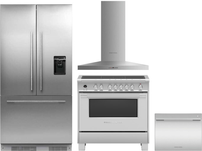 Fisher & Paykel 4 Piece Kitchen Appliances Package with French Door Refrigerator, Induction Range and Dishwasher in Panel Ready FPRERADWRH4109