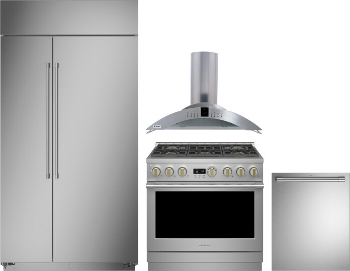 Monogram 4 Piece Kitchen Appliances Package with Side-by-Side Refrigerator, Dual Fuel Range and Dishwasher in Stainless Steel MORERADWRH578