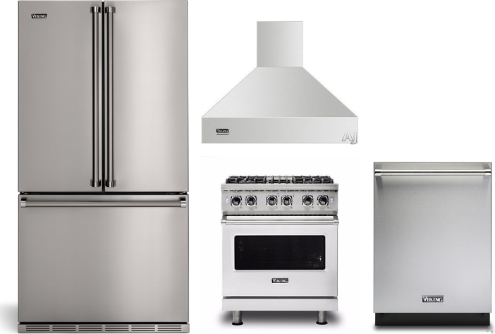 Viking 4 Piece Kitchen Appliances Package with French Door Refrigerator, Dual Fuel Range and Dishwasher in Stainless Steel VIRERADWRH2440